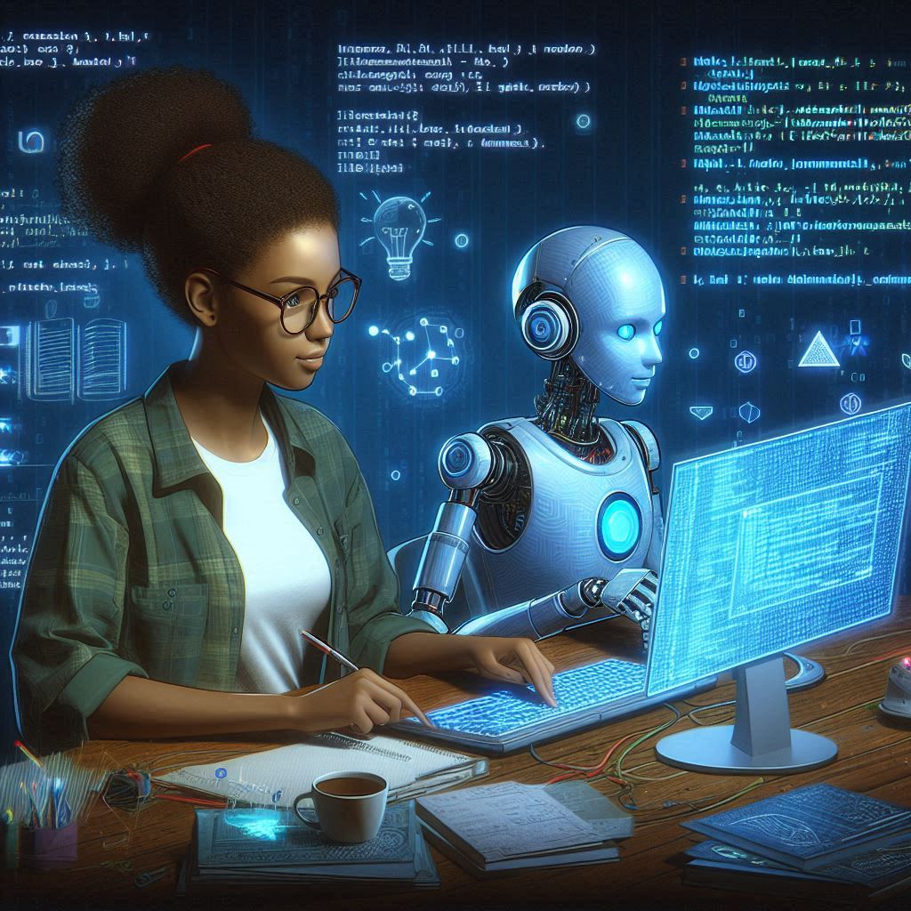 AI robot helping a lady